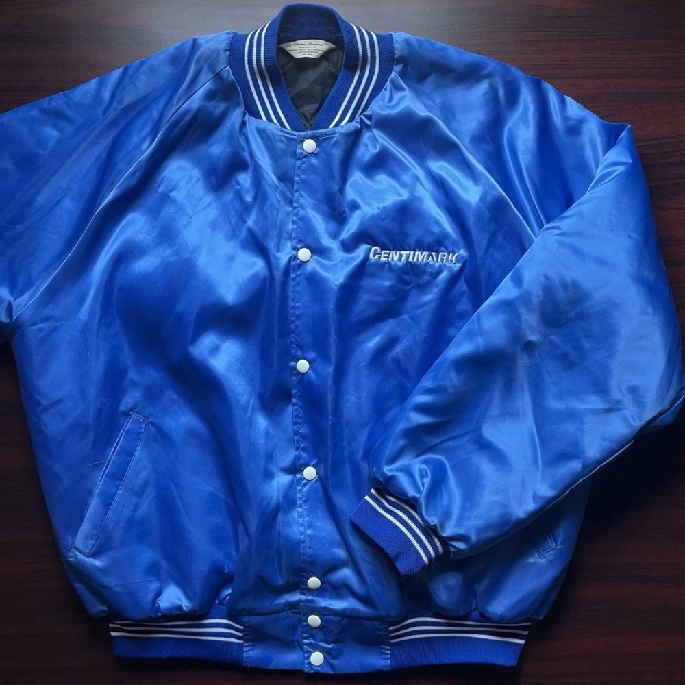Vintage Centimark Satin Bomber Jacket Blue Size XXL